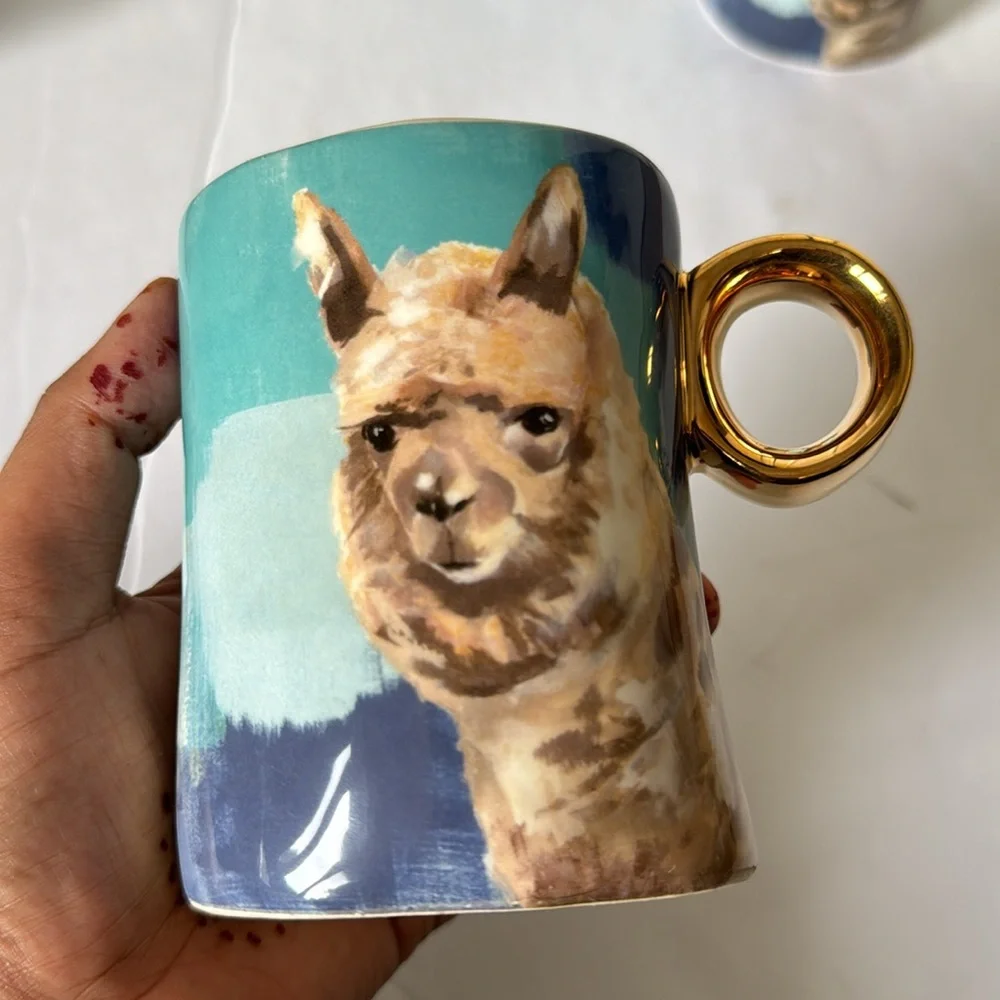 Anthropologie Lauren Carlson Llama mugs